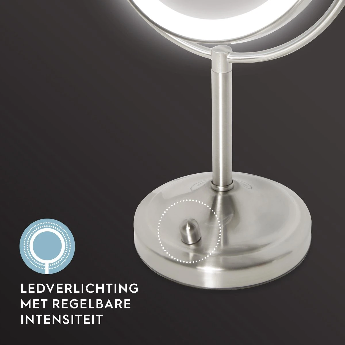 HoMedics MIR8150 Dubbelzijdige Make Up Spiegel Met Verlichting - Vrijstaand - 7x Vergroting - Spiegel Met Ringverlichting 7 HoMedics MIR8150 Dubbelzijdige Make Up Spiegel Met Verlichting - Vrijstaand - 7x Vergroting - Spiegel Met Ringverlichting - Afbeelding 5