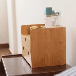 Merkloos Decopatent® Luxe Make-up Organizer Met 3 Lades - Cosmetica Organizer Make Up Met Schuiflade Bamboe Hout - Cosmeticahouder - Toren -Cosmetische Kortingen Winkel 1200x1200 2803