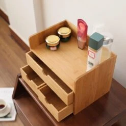 Merkloos Decopatent® Luxe Make-up Organizer Met 3 Lades - Cosmetica Organizer Make Up Met Schuiflade Bamboe Hout - Cosmeticahouder - Toren -Cosmetische Kortingen Winkel 1200x1200 2804