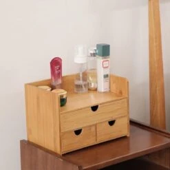 Merkloos Decopatent® Luxe Make-up Organizer Met 3 Lades - Cosmetica Organizer Make Up Met Schuiflade Bamboe Hout - Cosmeticahouder - Toren -Cosmetische Kortingen Winkel 1200x1200 2805