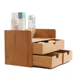Merkloos Decopatent® Luxe Make-up Organizer Met 3 Lades - Cosmetica Organizer Make Up Met Schuiflade Bamboe Hout - Cosmeticahouder - Toren -Cosmetische Kortingen Winkel 1200x1200 2806