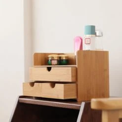 Merkloos Decopatent® Luxe Make-up Organizer Met 3 Lades - Cosmetica Organizer Make Up Met Schuiflade Bamboe Hout - Cosmeticahouder - Toren -Cosmetische Kortingen Winkel 1200x1200 2807