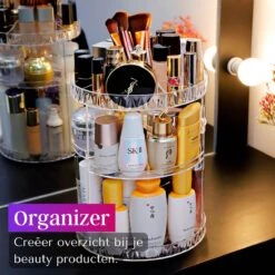 LuZana Make-Up Organizer - Beauty Organizer Voor Make Up - 360° Roterend - Opbergbox - Opbergdoos Cosmetica - Sieradendoos - Nagellak - Lippenstift - Transparant - Cadeautje Voor Vrouw -Cosmetische Kortingen Winkel 1200x1200 2822