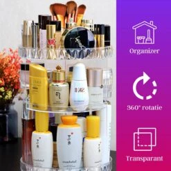 LuZana Make-Up Organizer - Beauty Organizer Voor Make Up - 360° Roterend - Opbergbox - Opbergdoos Cosmetica - Sieradendoos - Nagellak - Lippenstift - Transparant - Cadeautje Voor Vrouw -Cosmetische Kortingen Winkel 1200x1200 2824