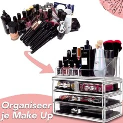 AWEMOZ Make-Up Organizer - Beauty Organizer Voor Make Up - Opbergbox - Opbergdoos Cosmetica - Sieradendoos - 20 Opbergvakken - Nagellak - Lippenstift - Transparant - Cadeau Voor Vrouw -Cosmetische Kortingen Winkel 1200x1200 2827