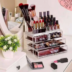AWEMOZ Make-Up Organizer - Beauty Organizer Voor Make Up - Opbergbox - Opbergdoos Cosmetica - Sieradendoos - 20 Opbergvakken - Nagellak - Lippenstift - Transparant - Cadeau Voor Vrouw -Cosmetische Kortingen Winkel 1200x1200 2831