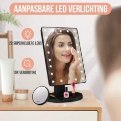 Strex Make Up Spiegel Met LED Verlichting - 3 Verlichtingsmodus - 1/10x Vergroting - 360° Verstelbaar -Cosmetische Kortingen Winkel 1200x1200 2837