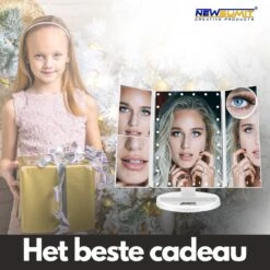 Make-Up Spiegel Met LED Verlichting - Zwart - Vergrootspiegels - Cosmetica/ Visagie Spiegel - 180° Draaibaar - Werkt Op AAA Batterijen én USB - Inclusief USB Kabel -Cosmetische Kortingen Winkel 1200x1200 2853