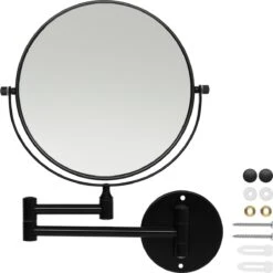 LYVION Make-up Spiegel - Scheerspiegel - Vergrootspiegel - 2 Spiegels - Voor Aan De Wand - Uitklapbaar - Verstelbaar - Cosmeticaspiegel - Dubbelzijdig - RVS - Zwart -Cosmetische Kortingen Winkel 1200x1200 2866