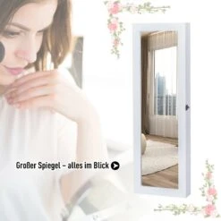 HOMCOM 2-in-1 Sieradenkast Wandspiegel Spiegelkast Sieraden Ladekast Spiegel 833-102WT -Cosmetische Kortingen Winkel 1200x1200 2915