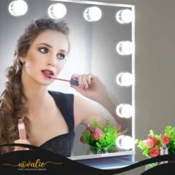 Novalie Hollywood Spiegel Met Verlichting - 65 Cm X 50 Cm - Make Up Spiegel Met Led Lampen – Visagie – Dimbaar / 3 Lichtstanden – Voor Hem / Haar Cadeau – 10x Vergroting – Met Tru-Daylight Verlichting – Wit -Cosmetische Kortingen Winkel 1200x1200 2941