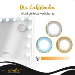 Novalie Hollywood Spiegel Met Verlichting - 65 Cm X 50 Cm - Make Up Spiegel Met Led Lampen – Visagie – Dimbaar / 3 Lichtstanden – Voor Hem / Haar Cadeau – 10x Vergroting – Met Tru-Daylight Verlichting – Wit -Cosmetische Kortingen Winkel 1200x1200 2942
