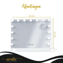 Novalie Hollywood Spiegel Met Verlichting - 65 Cm X 50 Cm - Make Up Spiegel Met Led Lampen – Visagie – Dimbaar / 3 Lichtstanden – Voor Hem / Haar Cadeau – 10x Vergroting – Met Tru-Daylight Verlichting – Wit -Cosmetische Kortingen Winkel 1200x1200 2943