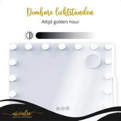 Novalie Hollywood Spiegel Met Verlichting - 65 Cm X 50 Cm - Make Up Spiegel Met Led Lampen – Visagie – Dimbaar / 3 Lichtstanden – Voor Hem / Haar Cadeau – 10x Vergroting – Met Tru-Daylight Verlichting – Wit -Cosmetische Kortingen Winkel 1200x1200 2946