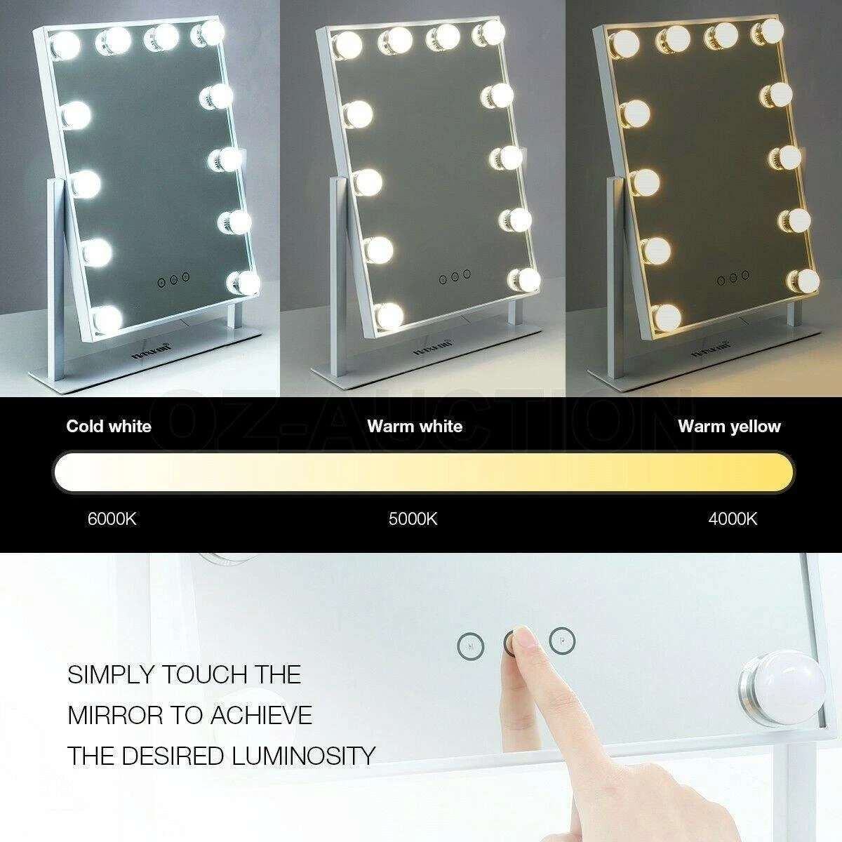 Bright Beauty Vanity Make Up Spiegel Met Verlichting - Wit - Dimbaar Met Drie Lichtstanden 5 Bright Beauty Vanity Make Up Spiegel Met Verlichting - Wit - Dimbaar Met Drie Lichtstanden - Afbeelding 3