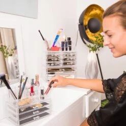 Relaxdays Make-up Organizer Klein - Stapelbaar - Sieradendoosje - Cosmetica - Opbergbox - Wit -Cosmetische Kortingen Winkel 1200x1200 3014