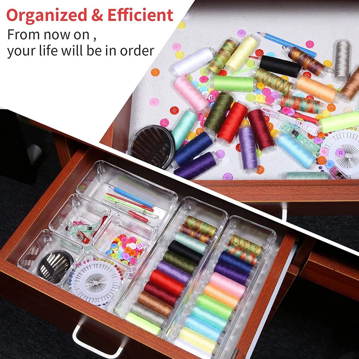 Aokyom Make-uporganizer, 18 Stuks, Kunststof Opbergdozen Voor Kantoor, Lades, Organizer, Lade-organizer, Doorzichtige Lade-inzet Voor Bureau, Keuken, Badkamer 8 Aokyom Make-uporganizer, 18 Stuks, Kunststof Opbergdozen Voor Kantoor, Lades, Organizer, Lade-organizer, Doorzichtige Lade-inzet Voor Bureau, Keuken, Badkamer - Afbeelding 6