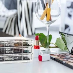 Relaxdays Make-up Organizer Acryl - 3 Lades Met Vakken Acrylbox - Cosmeticabox Opbergdoos - Doorzichtig -Cosmetische Kortingen Winkel 1200x1200 3054