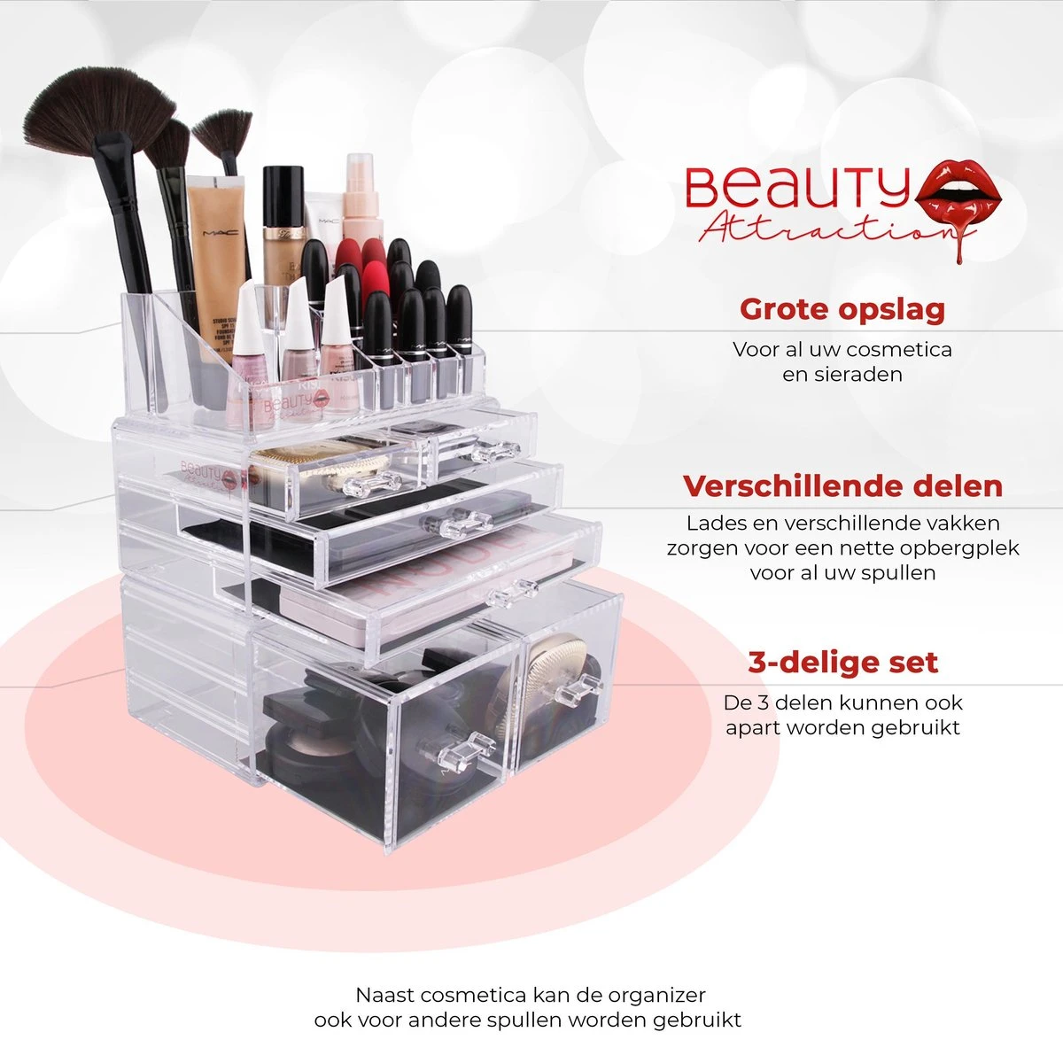 Beauty Attraction Make Up Organizer – Opbergdoos – Nagellak – Organizer 22 X 2,12 X 5,8 CM – 24 X 15 X 11 CM – Transparant 8 Beauty Attraction Make Up Organizer – Opbergdoos – Nagellak – Organizer 22 X 2,12 X 5,8 CM – 24 X 15 X 11 CM – Transparant - Afbeelding 6