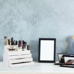 Relaxdays Make-up Organizer - Tweedelig - Cosmetica Opbergdoos - Wit -Cosmetische Kortingen Winkel 1200x1200 3069