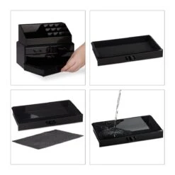 Relaxdays Make-up Organizer - Tweedelig - Cosmetica Opbergdoos + Lippenstift Houder - Zwart -Cosmetische Kortingen Winkel 1200x1200 3097