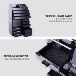 Confibel XXL Acryl Make-up Cosmetica Organizer - Verstelbare Lades - Sieraden/Make-up/Cosmetica Organizer - 11 Compartimenten - Zwart -Cosmetische Kortingen Winkel 1200x1200 3111