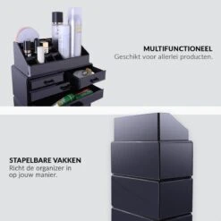 Confibel XXL Acryl Make-up Cosmetica Organizer - Verstelbare Lades - Sieraden/Make-up/Cosmetica Organizer - 11 Compartimenten - Zwart -Cosmetische Kortingen Winkel 1200x1200 3113