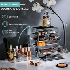Merkloos XL Make-Up Organizer - 22 Opbergvakken - Tweedelig - Acryl -Cosmetische Kortingen Winkel 1200x1200 3148
