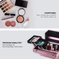Confibel Cosmetica Koffer - Make Up Koffer Uitklapbaar - 5 Opbergbakken Make-up Koffer - Beautycase/Visagiekoffer /Cosmeticakoffer /Beautycase/ Nagelstylistekoffer - Roze -Cosmetische Kortingen Winkel 1200x1200 3172