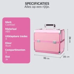 Confibel Cosmetica Koffer - Make Up Koffer Uitklapbaar - 5 Opbergbakken Make-up Koffer - Beautycase/Visagiekoffer /Cosmeticakoffer /Beautycase/ Nagelstylistekoffer - Roze -Cosmetische Kortingen Winkel 1200x1200 3175