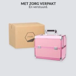 Confibel Cosmetica Koffer - Make Up Koffer Uitklapbaar - 5 Opbergbakken Make-up Koffer - Beautycase/Visagiekoffer /Cosmeticakoffer /Beautycase/ Nagelstylistekoffer - Roze -Cosmetische Kortingen Winkel 1200x1200 3177