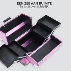 Confibel Cosmetica Koffer - Make Up Koffer Uitklapbaar - 5 Opbergbakken Make-up Koffer - Beautycase/Visagiekoffer /Cosmeticakoffer /Beautycase/ Nagelstylistekoffer - Roze -Cosmetische Kortingen Winkel 1200x1200 3178