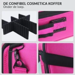 Cosmetica Koffer - Make-up Koffer Met Verstelbare Vakken - Visagie En Nagelstyliste Beauty Koffer - 26x23x9CM - Roze -Cosmetische Kortingen Winkel 1200x1200 3205