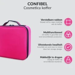 Cosmetica Koffer - Make-up Koffer Met Verstelbare Vakken - Visagie En Nagelstyliste Beauty Koffer - 26x23x9CM - Roze -Cosmetische Kortingen Winkel 1200x1200 3208