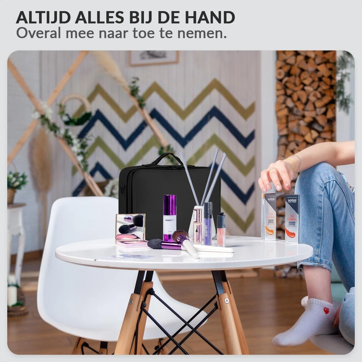 Cosmetica Koffer - Make-up Koffer Met Verstelbare Vakken - Visagie En Nagelstyliste Beauty Koffer - 37x27x13CM 4 Cosmetica Koffer - Make-up Koffer Met Verstelbare Vakken - Visagie En Nagelstyliste Beauty Koffer - 37x27x13CM - Afbeelding 2