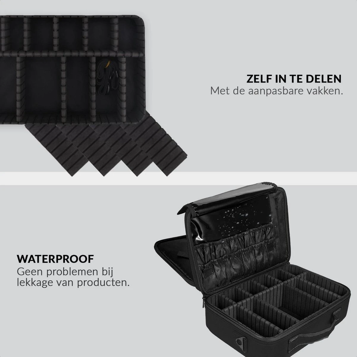 Cosmetica Koffer - Make-up Koffer Met Verstelbare Vakken - Visagie En Nagelstyliste Beauty Koffer - 37x27x13CM 6 Cosmetica Koffer - Make-up Koffer Met Verstelbare Vakken - Visagie En Nagelstyliste Beauty Koffer - 37x27x13CM - Afbeelding 4