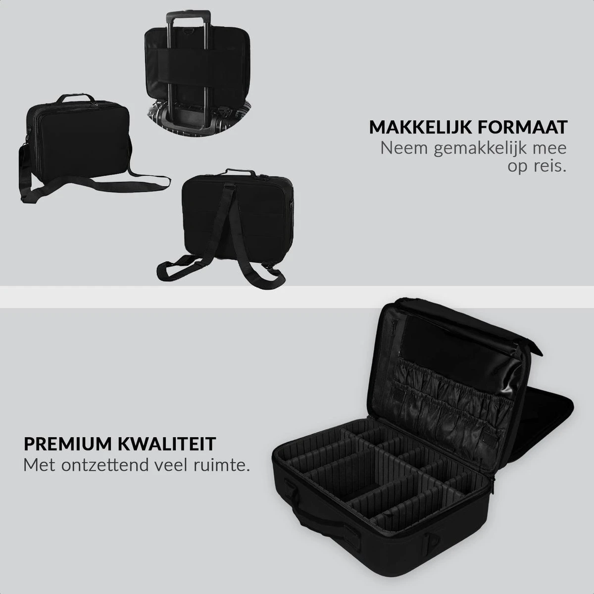 Cosmetica Koffer - Make-up Koffer Met Verstelbare Vakken - Visagie En Nagelstyliste Beauty Koffer - 37x27x13CM 11 Cosmetica Koffer - Make-up Koffer Met Verstelbare Vakken - Visagie En Nagelstyliste Beauty Koffer - 37x27x13CM - Afbeelding 9