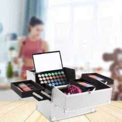 AREBOS Cosmetica Koffer - Beauty Case - Cosmetica Trolley - 15 L - Zilber -Cosmetische Kortingen Winkel 1200x1200 3230