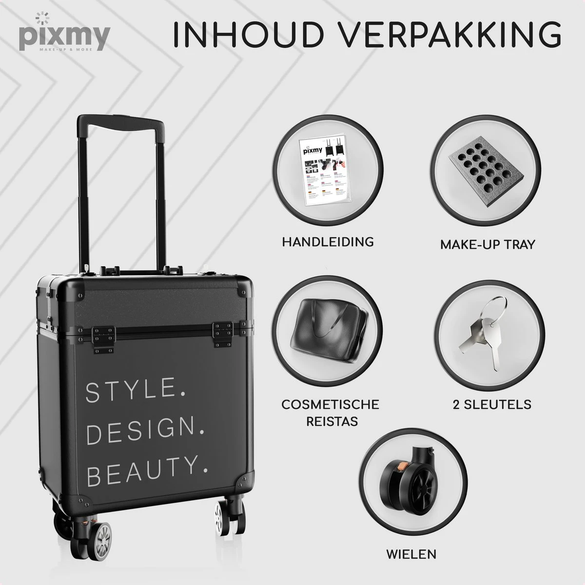 PIXMY® - MT130-S - Make Up Koffer - Cosmetica Koffer - DESIGN 5 PIXMY® - MT130-S - Make Up Koffer - Cosmetica Koffer - DESIGN - Afbeelding 3
