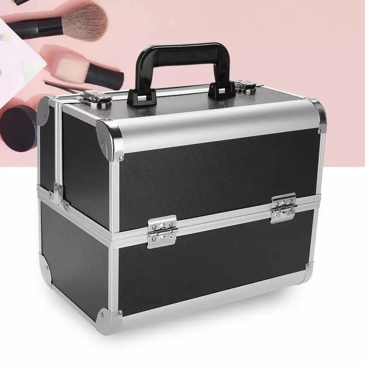 Confibel Make Up Koffer - Uitklapbaar - 5 Opbergbakken - Met Slot 4 Confibel Make Up Koffer - Uitklapbaar - 5 Opbergbakken - Met Slot - Afbeelding 2