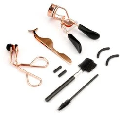 Wimperkruller Set – 5-delig – Met Wimperkruller, Wimperkruller Klein, Wimper Pincet, Wimper Borstel Met Kam, Spoolie - RVS – Rose Goud En Zwart