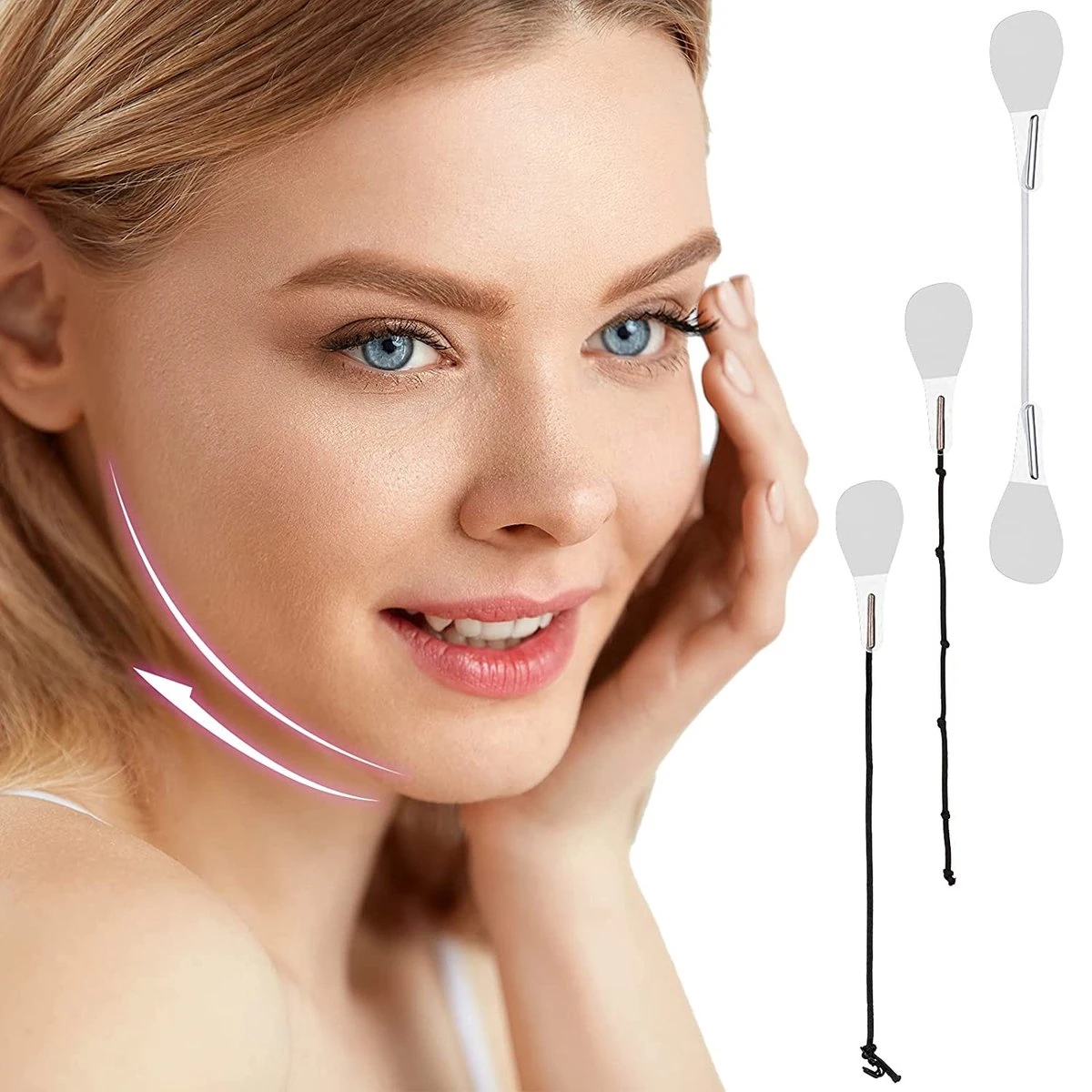 Facelift Tape - Face Tape - Gezicht Tape - Face Tape Lift - Beauty Tape - Facelift Tape Met Elastiek - 40 Stickers + 3 Verschillende Touwtjes 6 Facelift Tape - Face Tape - Gezicht Tape - Face Tape Lift - Beauty Tape - Facelift Tape Met Elastiek - 40 Stickers + 3 Verschillende Touwtjes - Afbeelding 4