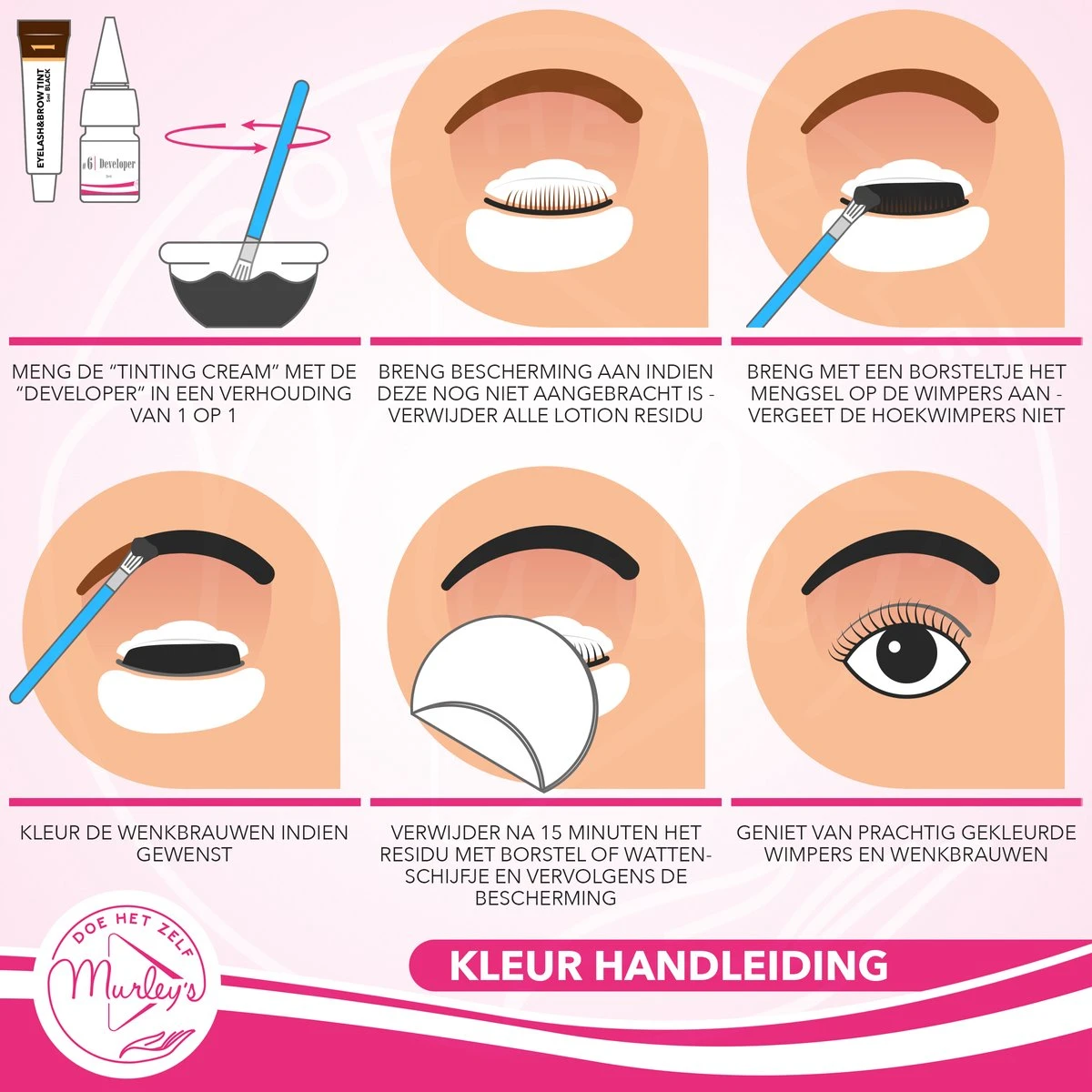 MURLEY'S Lashlift Set Met Wimperverf & Wenkbrauwverf, Met Zwarte Verf 9 MURLEY'S Lashlift Set Met Wimperverf & Wenkbrauwverf, Met Zwarte Verf - Afbeelding 7