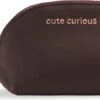 BIEN Moves - Leren Make-up Etui Bordeaux Rood - "cute Curious Crazy" Quote