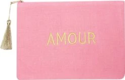 Make-Up Tas - Amour Roze | Toilettas | 22 X 16 Cm | Katoen | Fashion Favorite