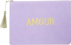 Make-Up Tas - Amour Lila | Toilettas | 22 X 16 Cm | Katoen | Fashion Favorite