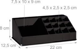 Relaxdays Cosmetica Organizer - Cosmeticahouder - Make Up Toren - Doorzichtig - 16 Vakken - Zwart -Cosmetische Kortingen Winkel 1200x774 4