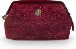 Pip Studio Make-up Tas - Velvet Quiltey Days - Rood - 19x12x8.5cm