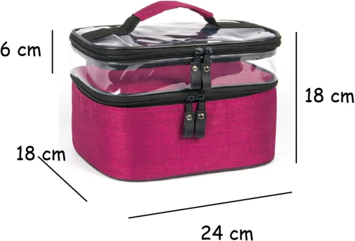 Sirac - Makeup Tas Donker Roze 4 Sirac - Makeup Tas Donker Roze - Afbeelding 2