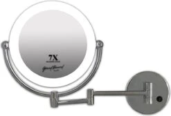 Metalen Verlichte Wand Knik Arm Badkamer LED Spiegel Chroom, Dubbelzijdig Verlicht, 7x Vergroting 22cm Doorsnee, Inculsief 4x AA Batterijen En Stroomkabel(USB) -Cosmetische Kortingen Winkel 1200x816 5